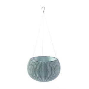 Pot de fleur aspect tricot avec suspensions 28cm - Bleu gris