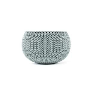 Pot de fleur aspect tricot 28cm - Bleu gris