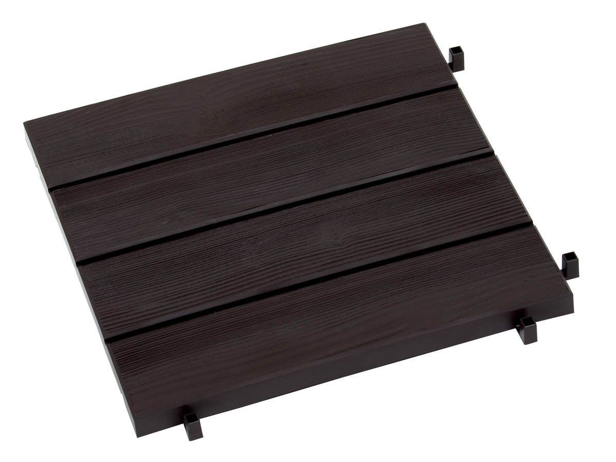 Dalles de jardin clipsables aspect bois foncé - 38.4 x 38.4 x 2.5 cm - Lot de 11