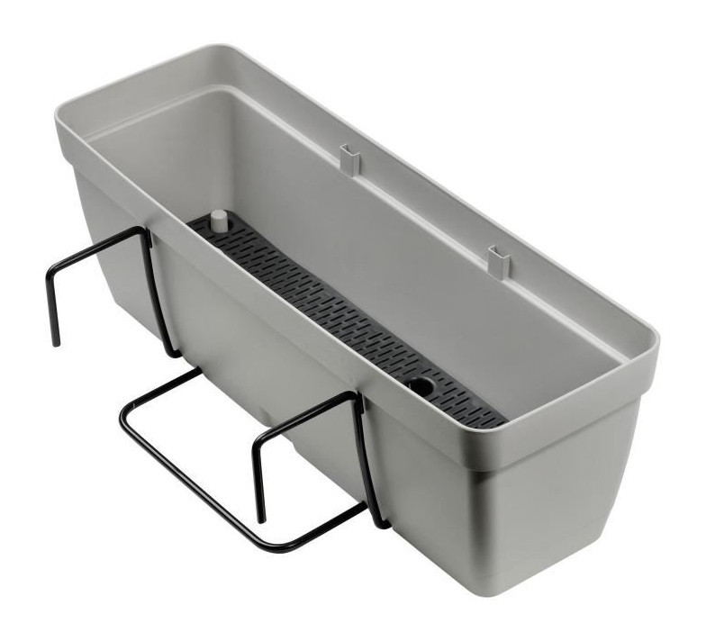 DEROMA Kit de Jardiniere Enjoy a réserve d'eau - 9,6 L - 50 x 16,1 x H 16 cm - Gris écume DEROMA Kit de Jardiniere Enjoy a réserve d'eau - 9,6 L - 50 x 16,1 x H 16 cm - Gris écume