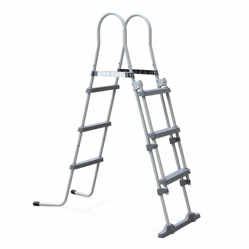 Echelle grise hors sol 3 marches, pour piscine d'une hauteur de 109cm max., accessoire piscine - ALICE'S GARDEN