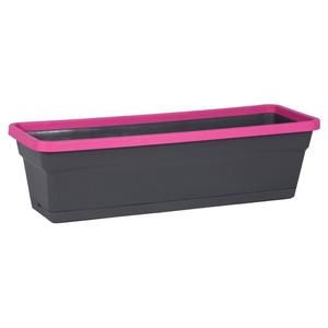 EDA Jardini?re et plateau clipsé Style 59x20,3x15,8cm - Contenance 12,8L - Anthracite et fuchsia