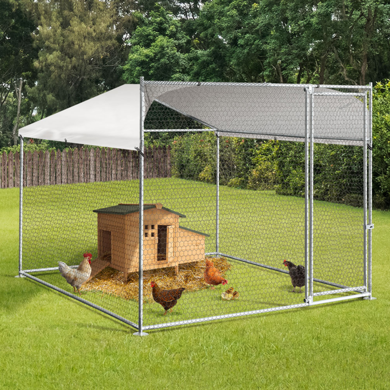 Enclos BOGOTA 4 m² parc grillagé 2 x 2 x 1.6 M acier galvanisé avec filet