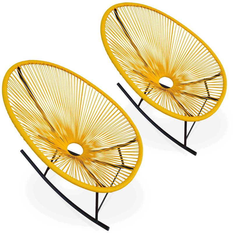 Ensemble de 2 fauteuils à bascule Acapulco chaise oeuf design rétro rocking Jaune - ALICE'S GARDEN