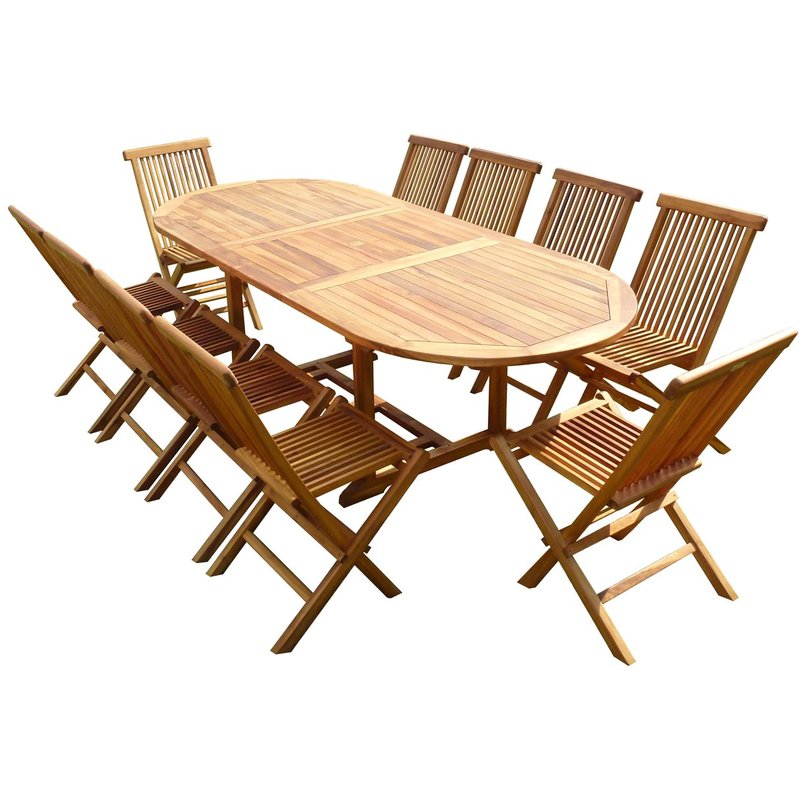 Ensemble de jardin en teck huilé MUNGGI 10 chaises JUMAK - C&L JARDIN Ensemble de jardin en teck huilé MUNGGI 10 chaises JUMAK - C&L JARDIN