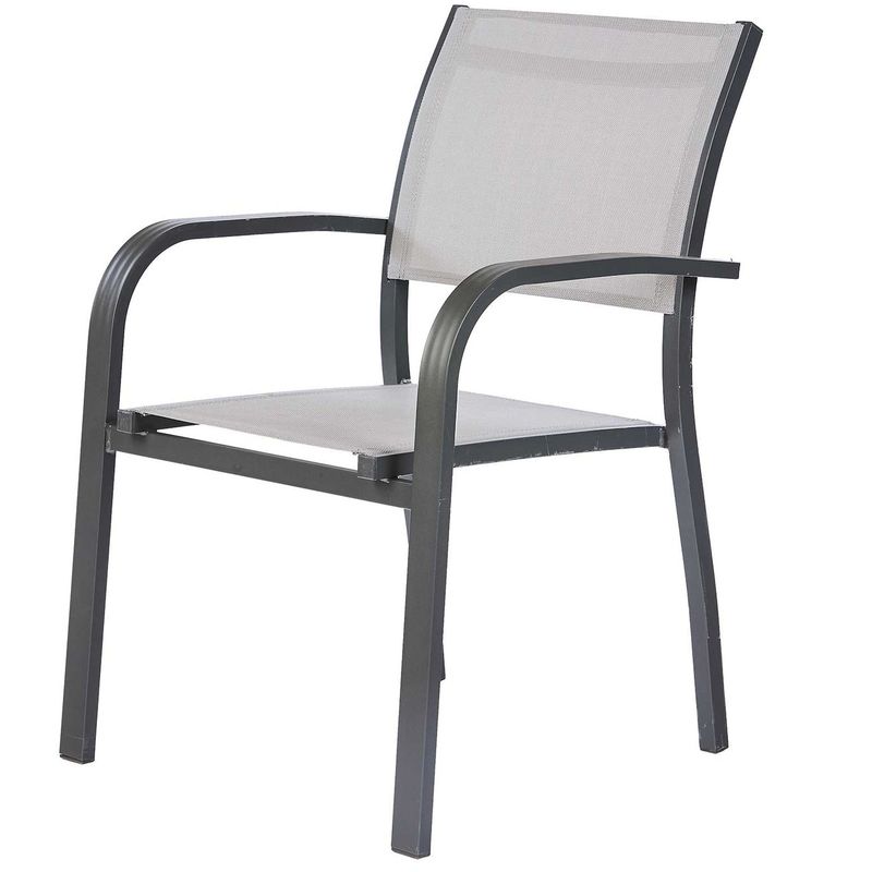 Fauteuil de jardin Bodrum - Aluminium et textilène - Gris perle - OZALIDE Fauteuil de jardin Bodrum - Aluminium et textilène - Gris perle - OZALIDE