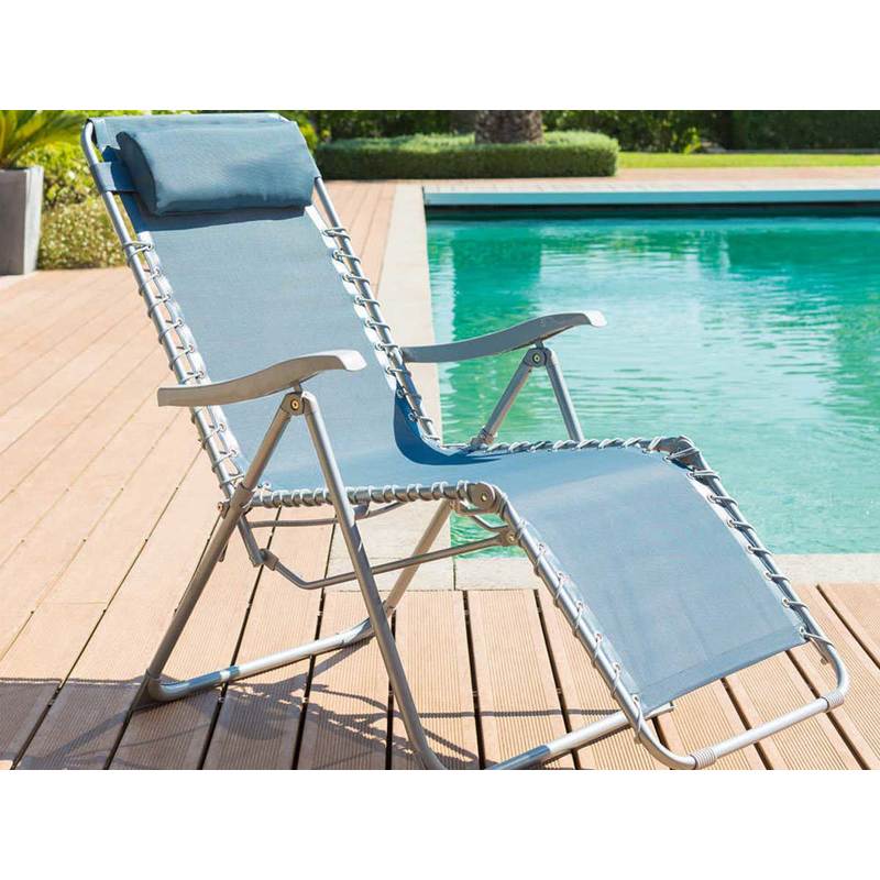 Fauteuil de jardin relax SILOS Bleu orage - HESPERIDE Fauteuil de jardin relax SILOS Bleu orage - HESPERIDE