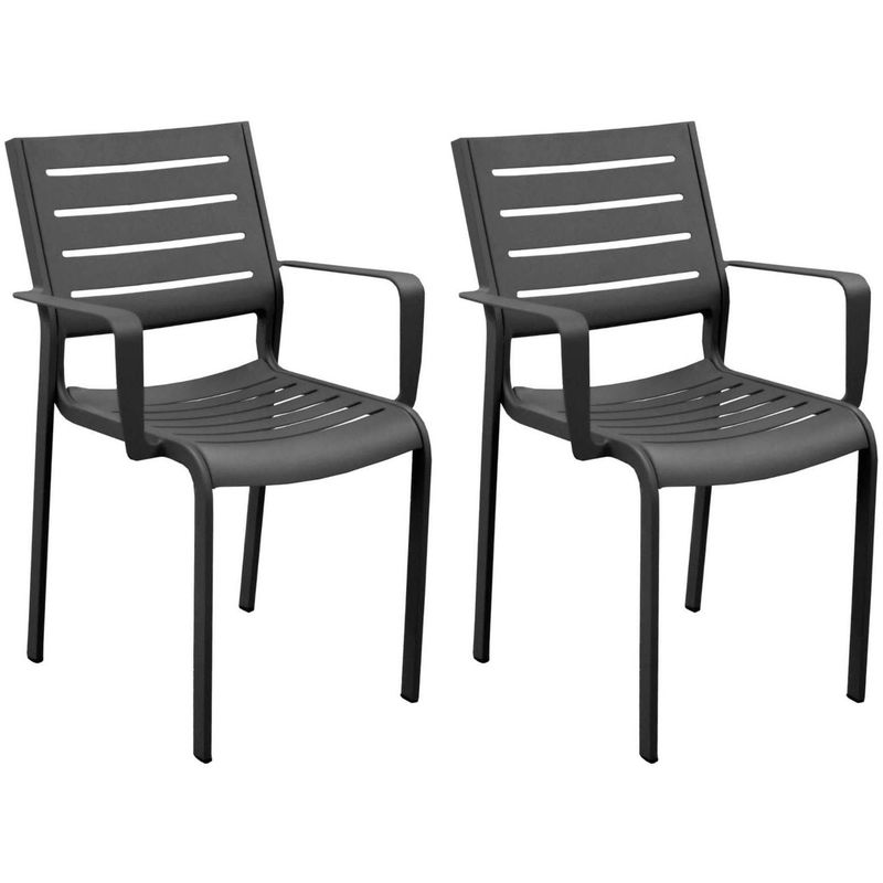 Fauteuil design Belhara (Lot de 2) - Gris - PROLOISIRS