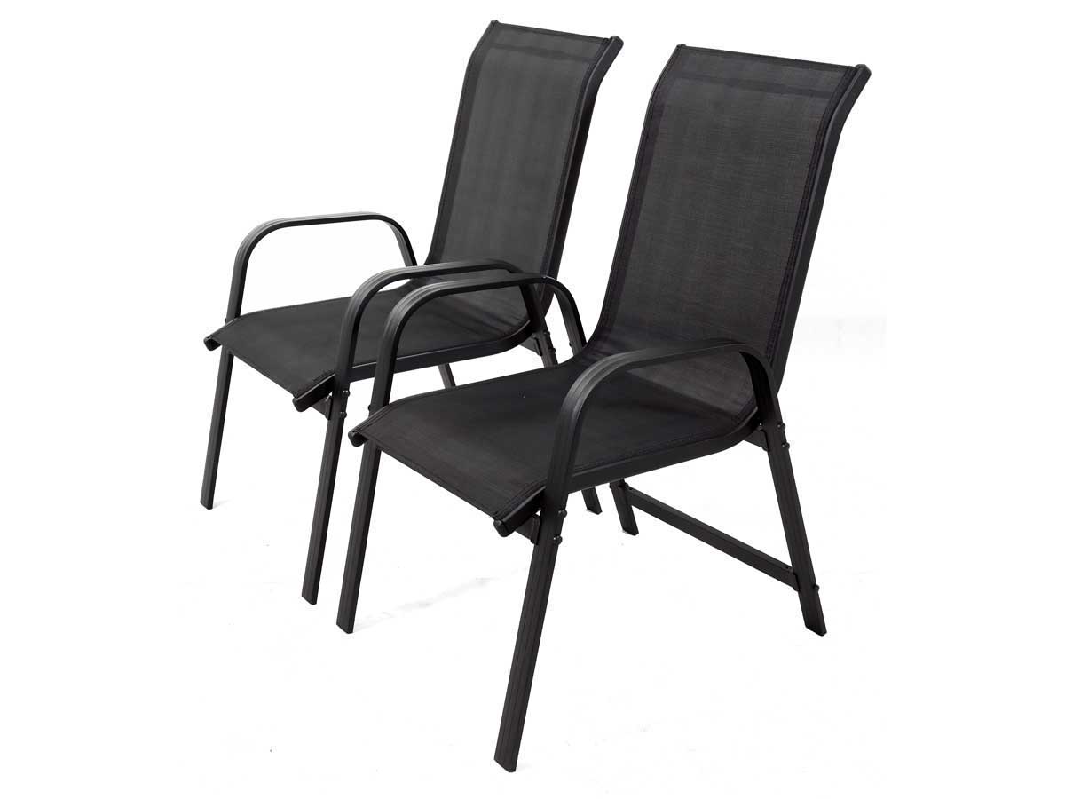 Fauteuil jardin Alu/Textilène Porto - Phoenix - Noir - Lot de 2