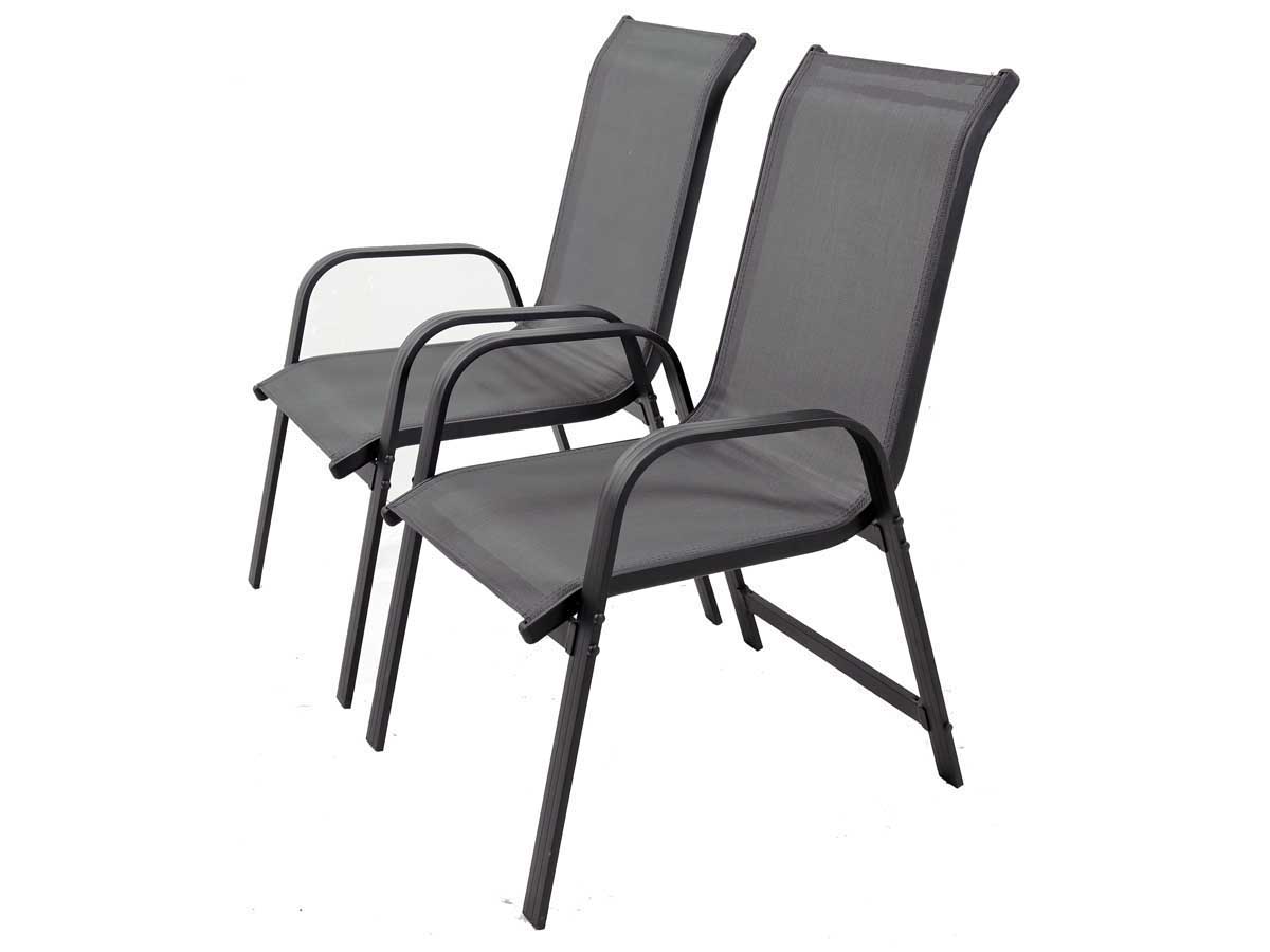 Fauteuil jardin Alu/Textilène Porto - Phoenix - Gris foncé - Lot de 2