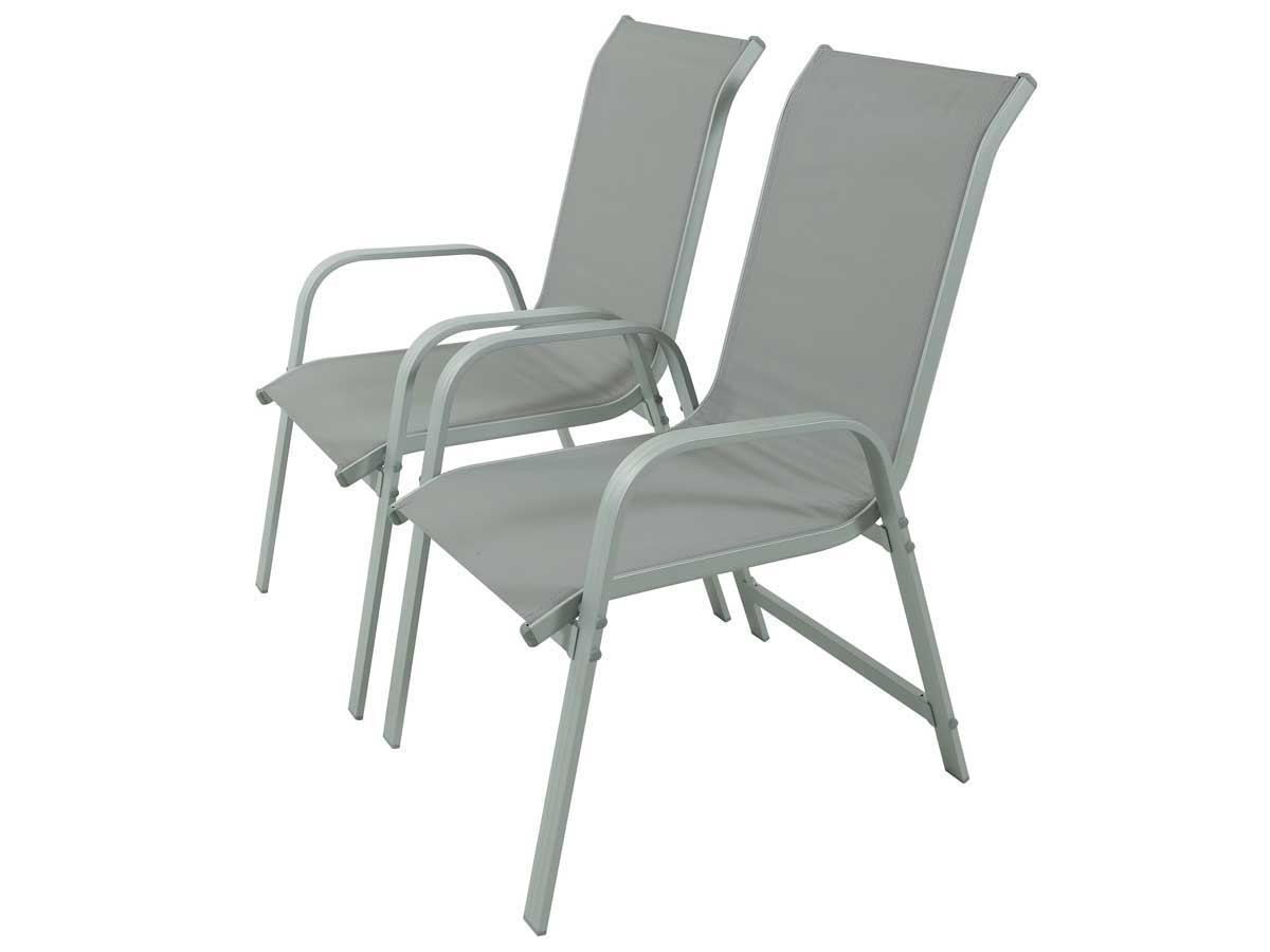 Fauteuil jardin Alu/Textilène Porto - Phoenix - Gris clair - Lot de 2