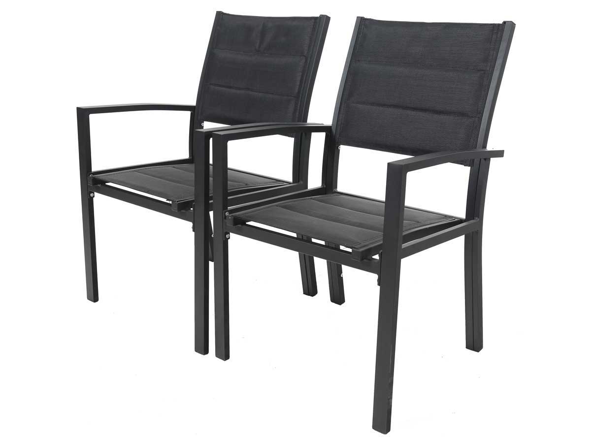 Fauteuil jardin Alu/Textilène rembourré Brazil / Canaries - Phoenix - Noir