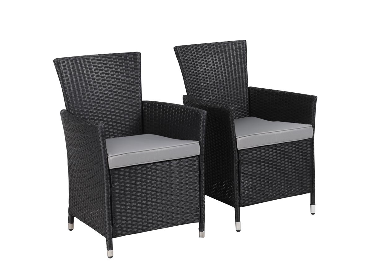 Fauteuil jardin en résine tressée - St Tropez - Atlanta - Noir - Lot de 2