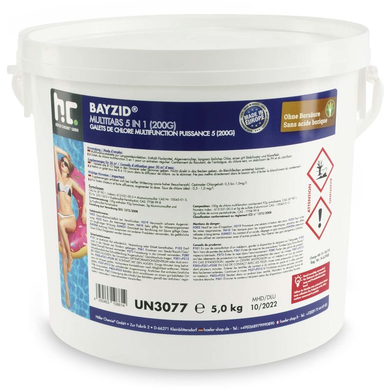 Bayzid® Galets de chlore multifonction (200g) 1x5kg - HöFER CHEMIE