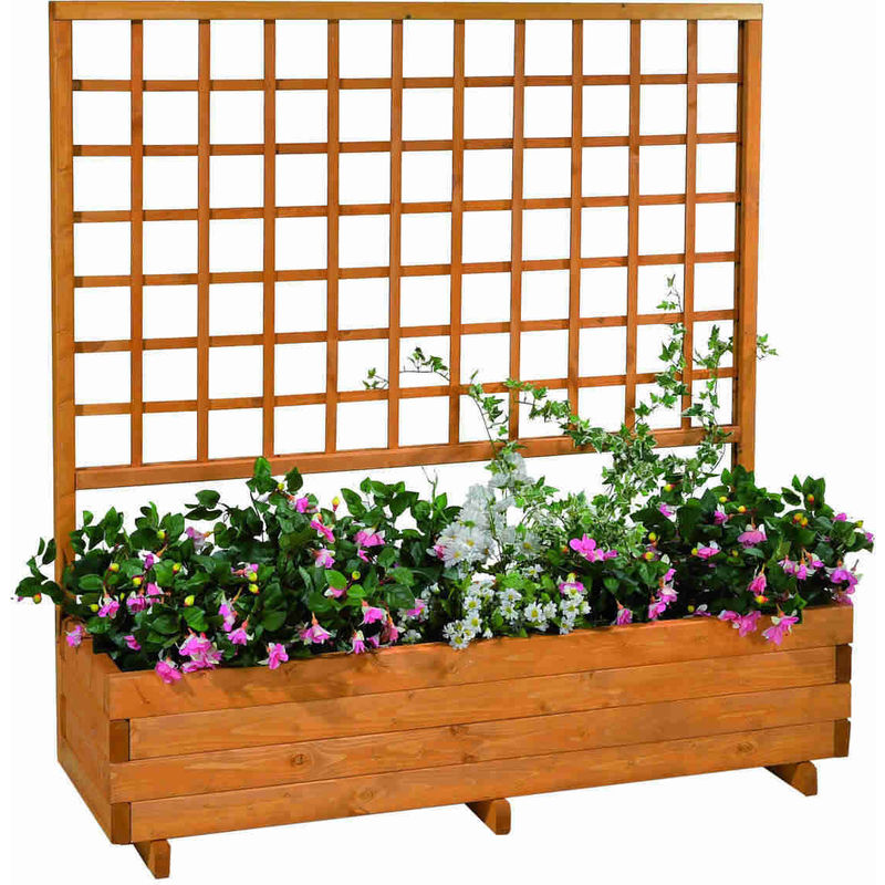 Jardinière avec treillis "Hellbrunn" L 136 x H 140 cm couleur miel - GASPO Jardinière avec treillis "Hellbrunn" L 136 x H 140 cm couleur miel - GASPO