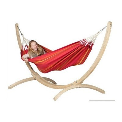 Set Hamac simple Currambera cherry et support bois Atlantico