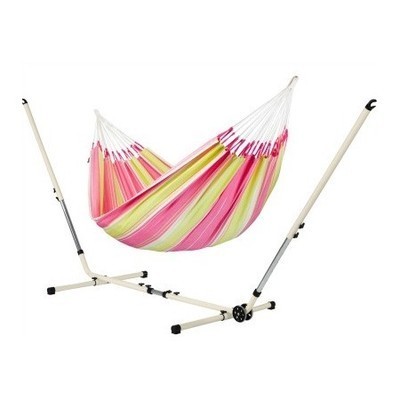 Set Hamac double Botánica raspberry et support métal