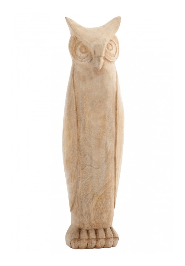 Hibou Debout Bois Naturel L 20X13X70cm - JOLIPA