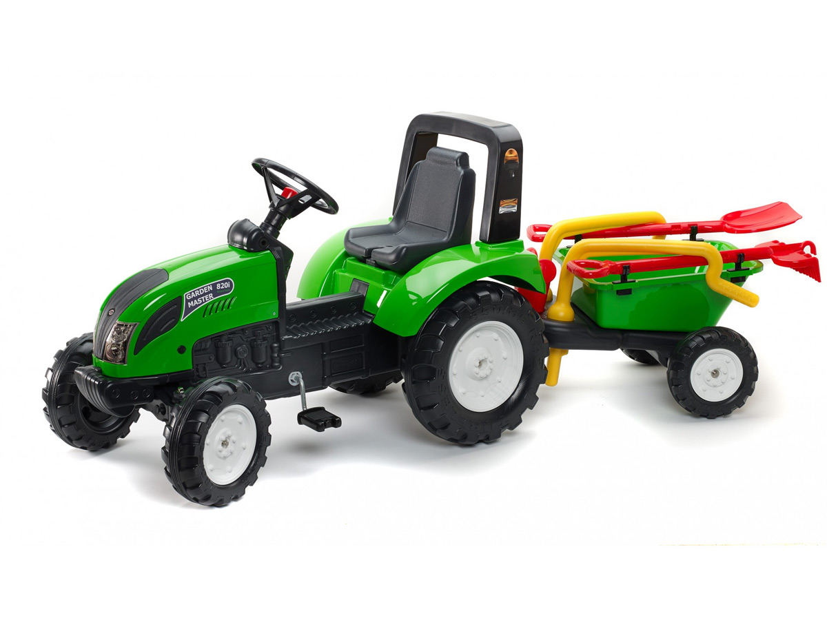 Tracteur enfant Garden Master vert + remorque 2 en 1