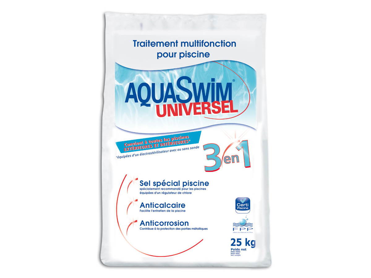 Sel de piscine pour électrolyse Aquaswim Universel 3 en 1 - 25 kg
