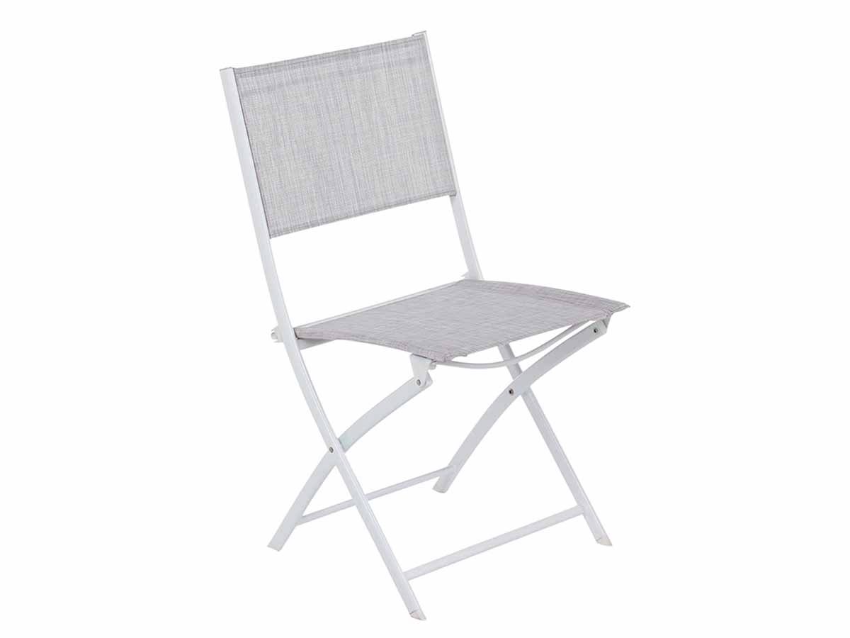 Chaise de jardin pliante métal Modula Gris chiné/Blanc