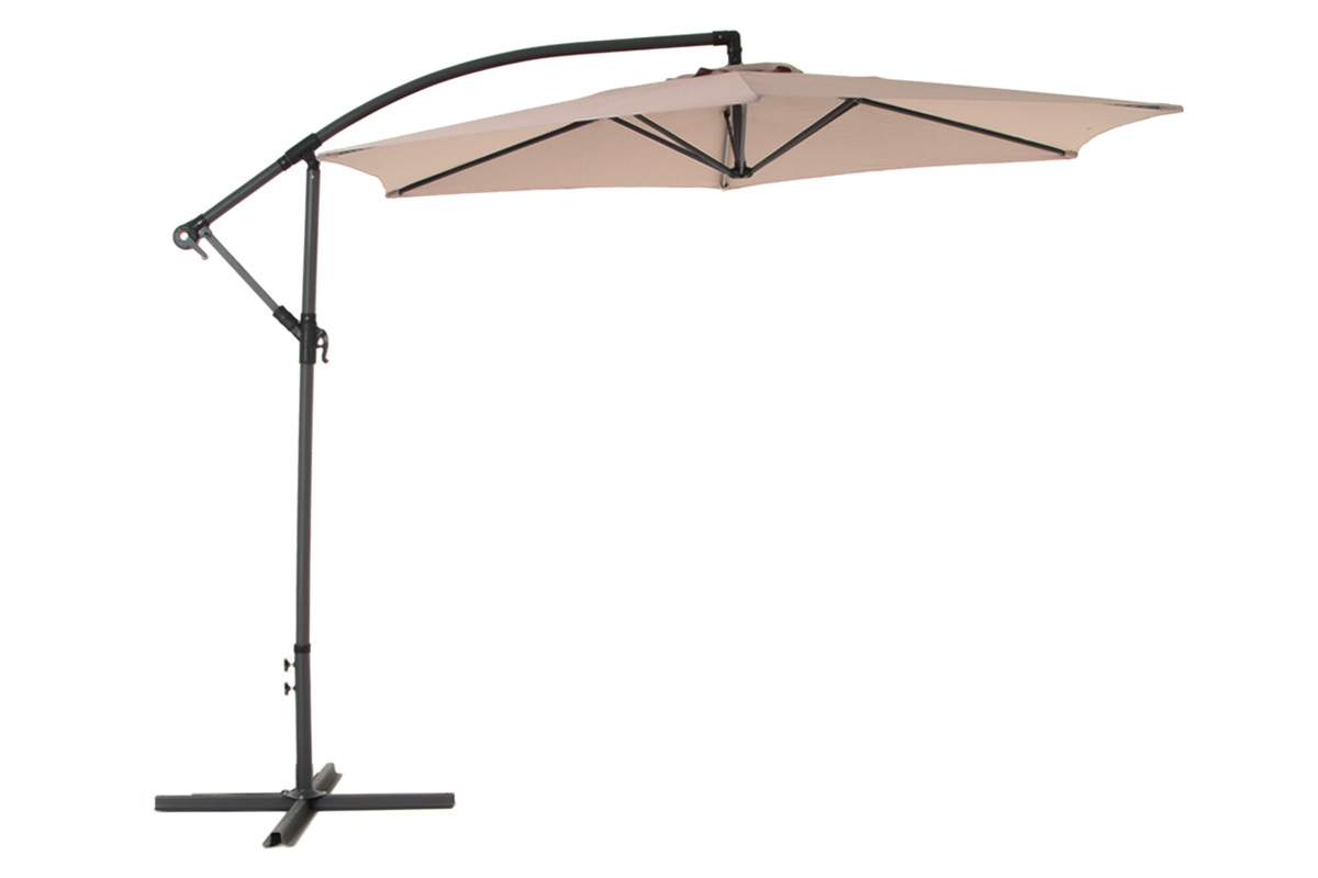 Parasol déporté rond Hawaï Ø 3 m Taupe