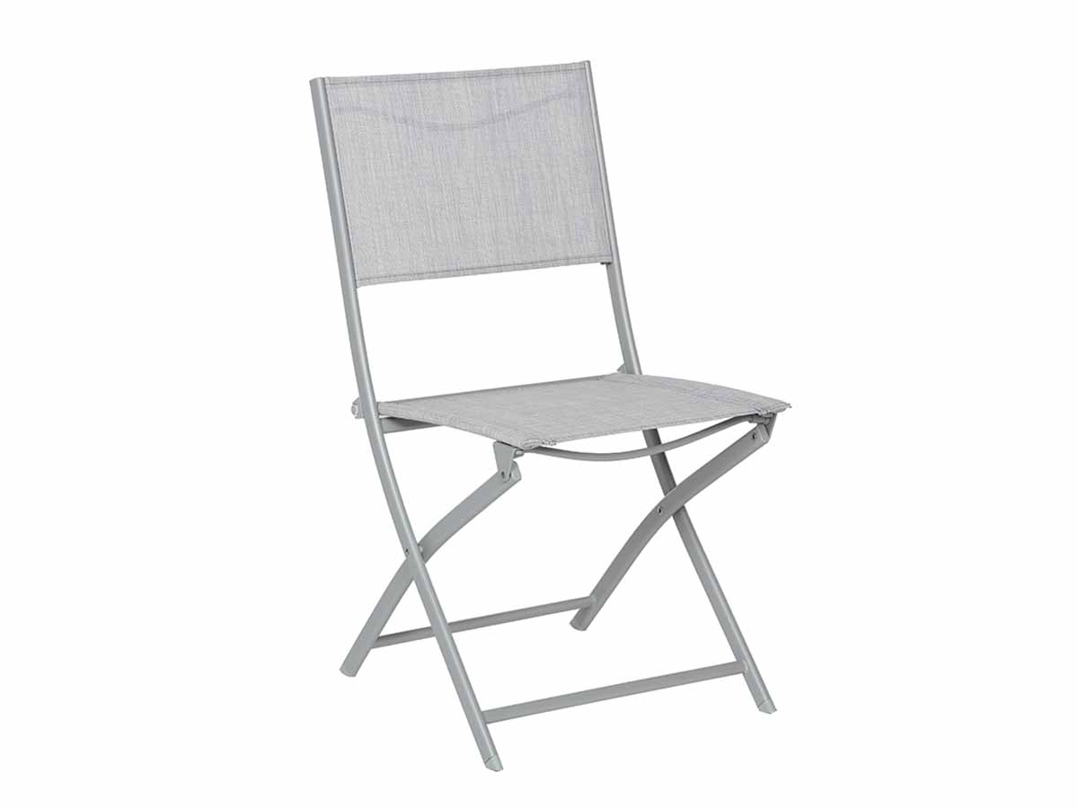 Chaise de jardin pliante métal Modula Gris chiné/Gris mat