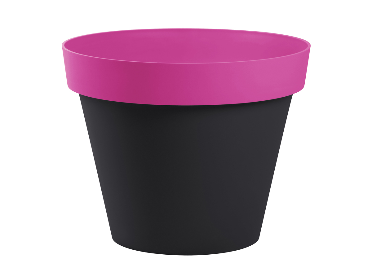 Pot de fleur rond Style Bicolore Ø 48 x H.40 cm - Anthracite Fuchsia
