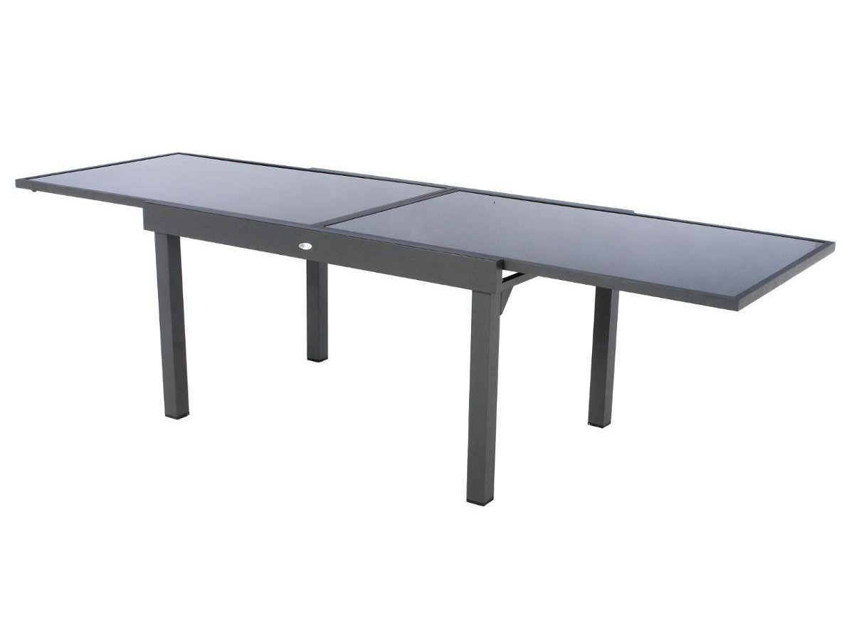Table extensible rectangulaire en verre Piazza 6/10 places Gris anthracite