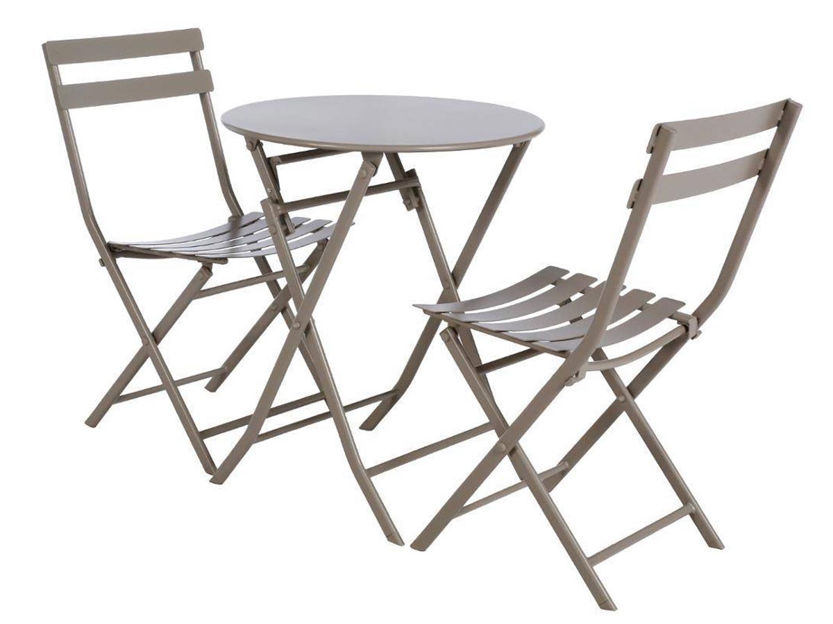 Salon de jardin rond 2 places Greensboro - Taupe