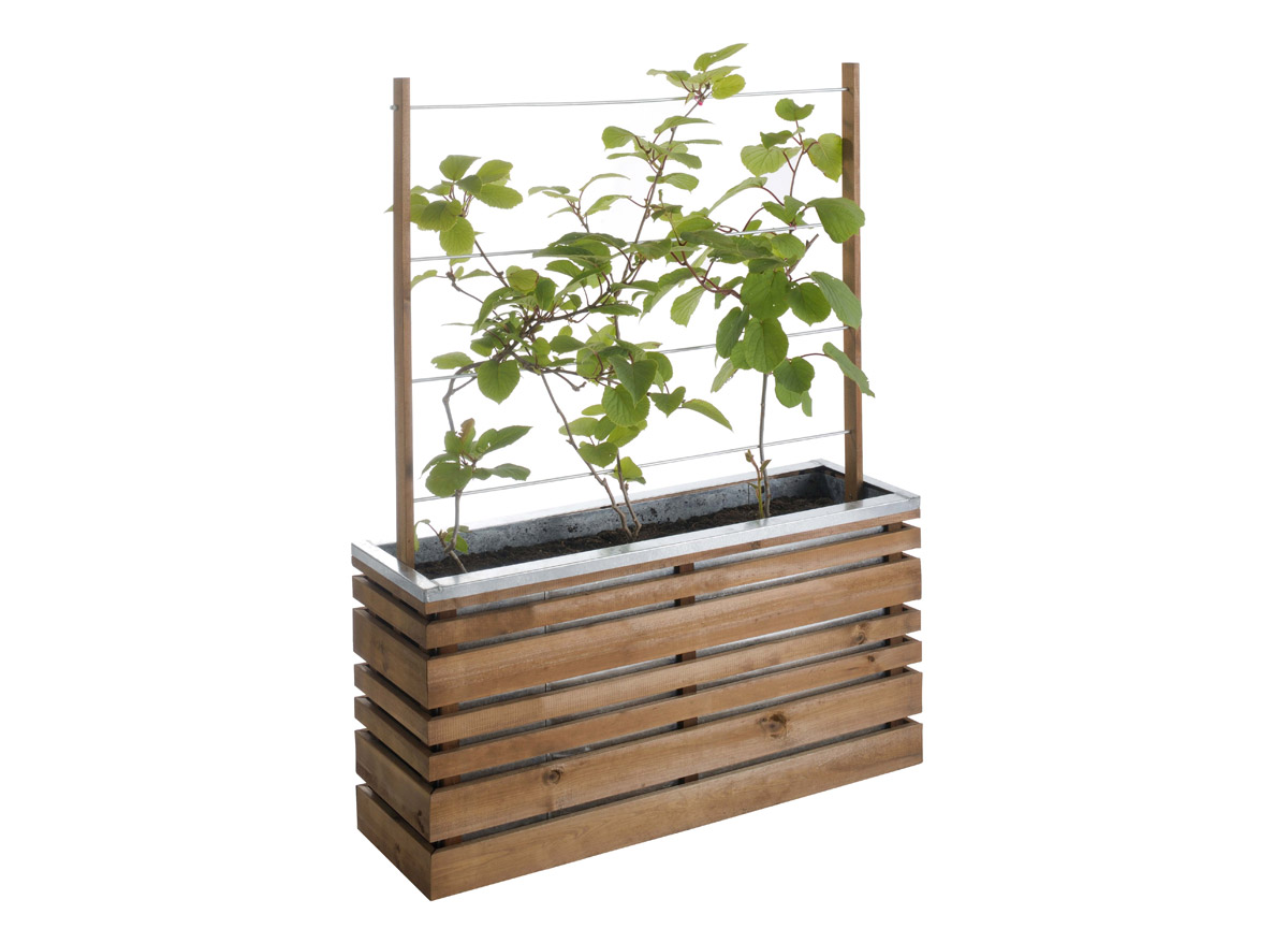 Jardinière en bois rectangulaire + treillis Lign Z 100