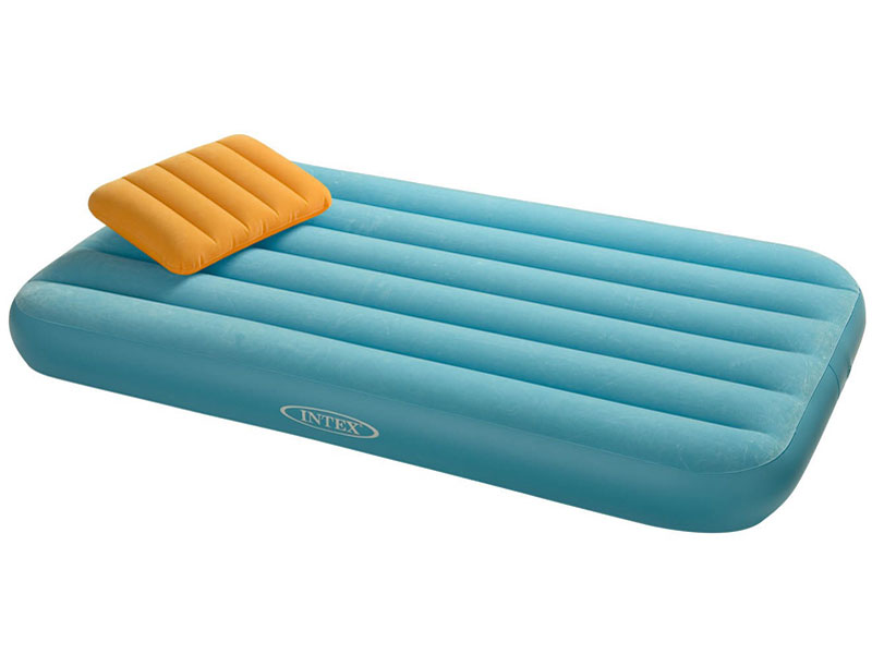 Matelas gonflable enfant 1 place Bleu + oreiller