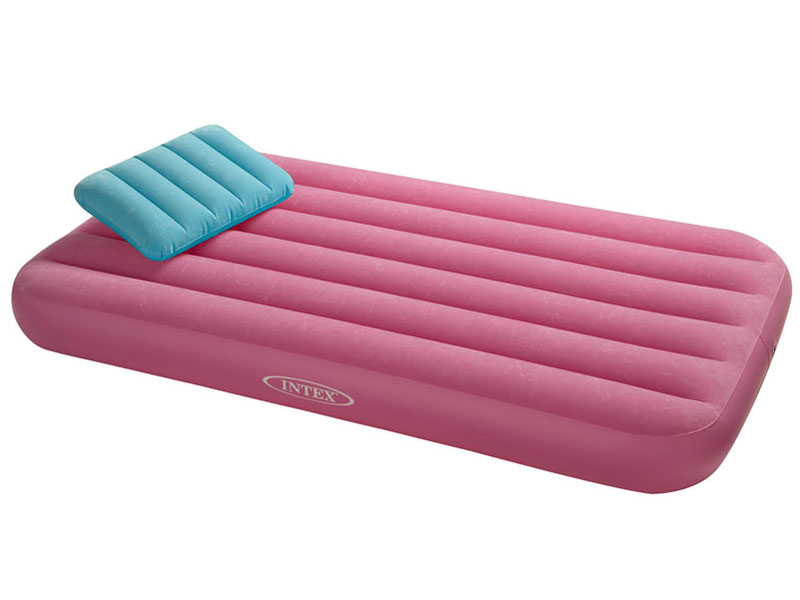 Matelas gonflable enfant 1 place Rose + oreiller