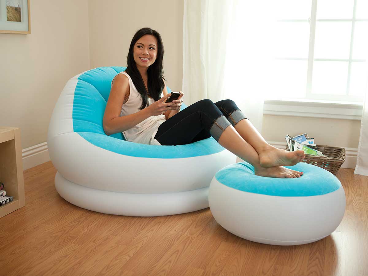 Ensemble fauteuil et pouf Pop - Bleu