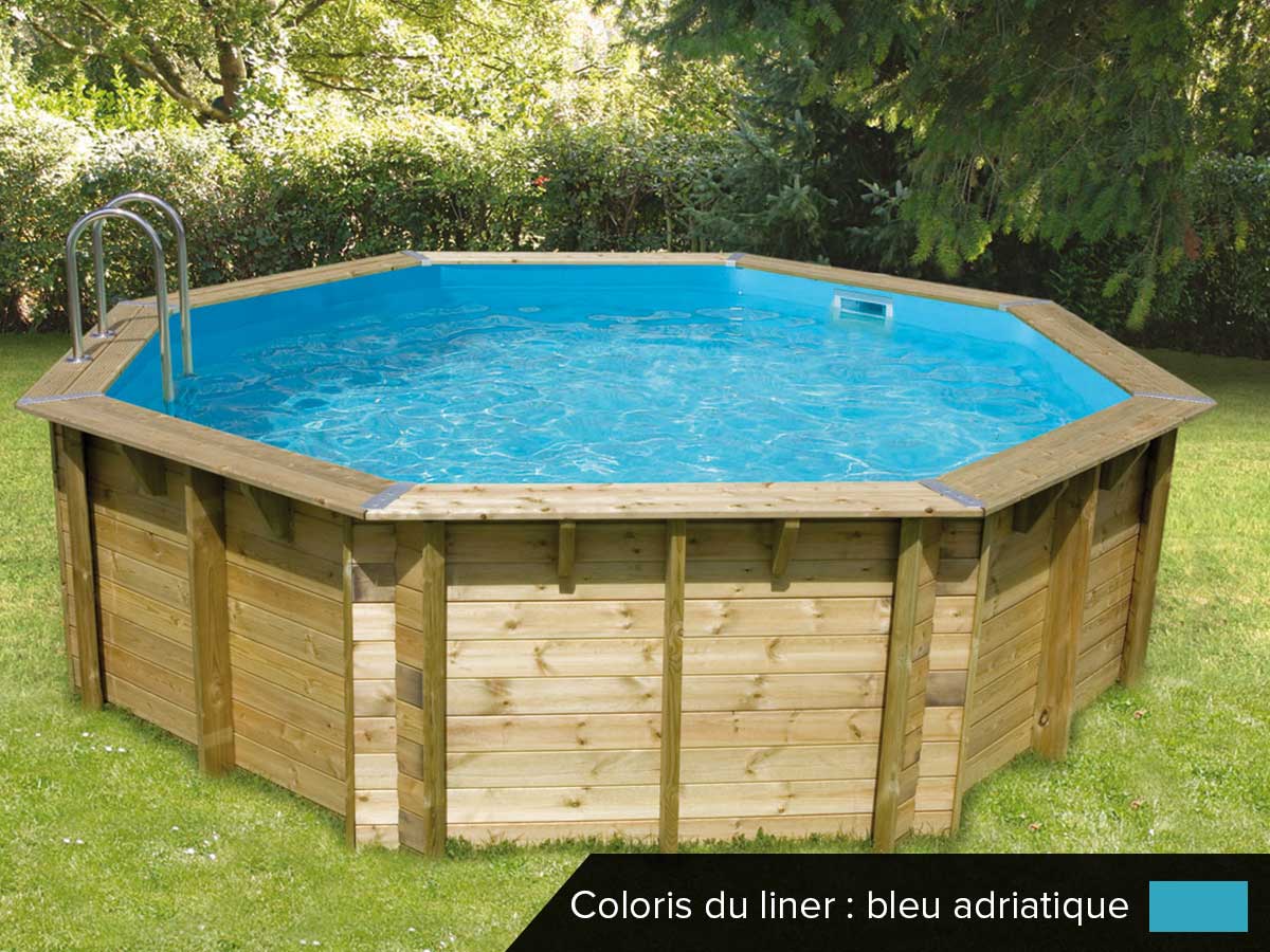 Piscine bois Océa 5,80 x 1,30 m - Liner bleu