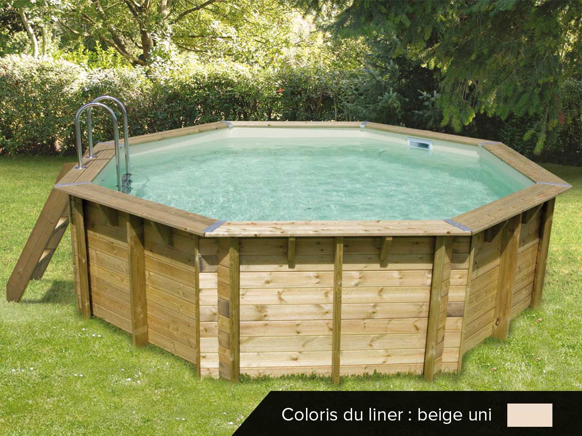 Piscine bois Océa 4,30 x 1,20 m - Liner beige