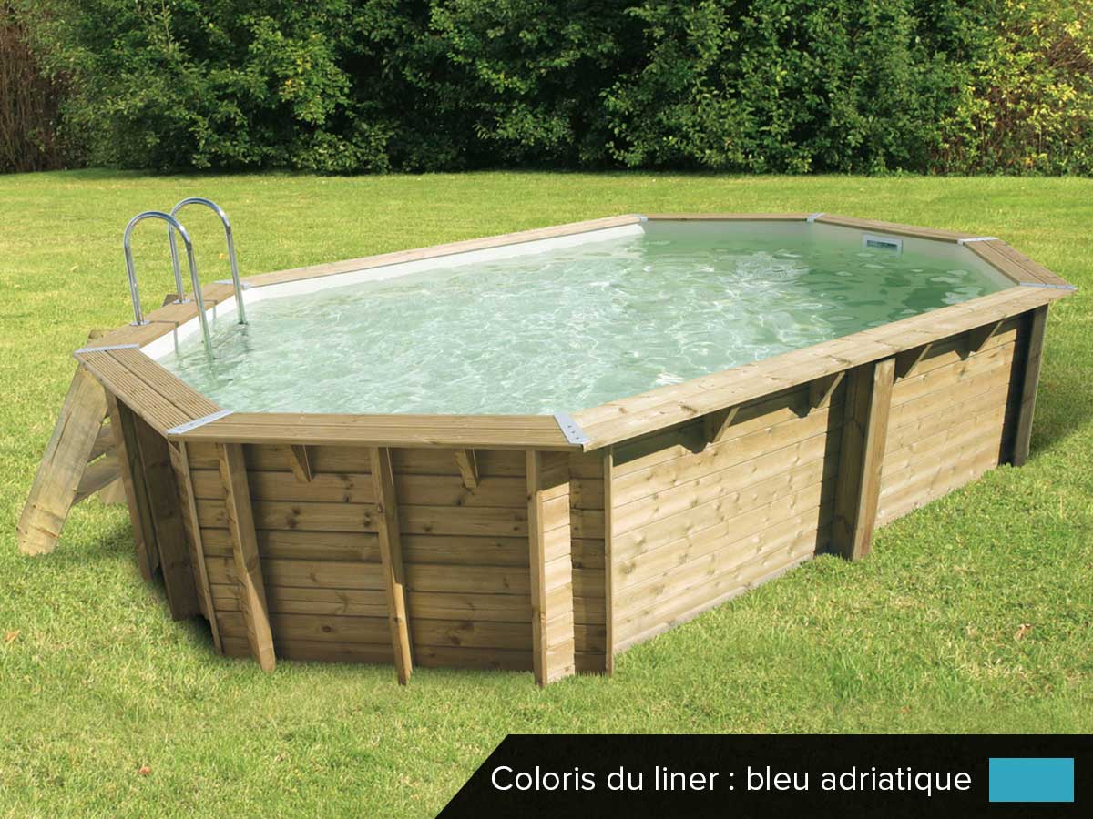 Piscine bois Océa 6,10 x 4,00 x 1,30 m - Liner bleu