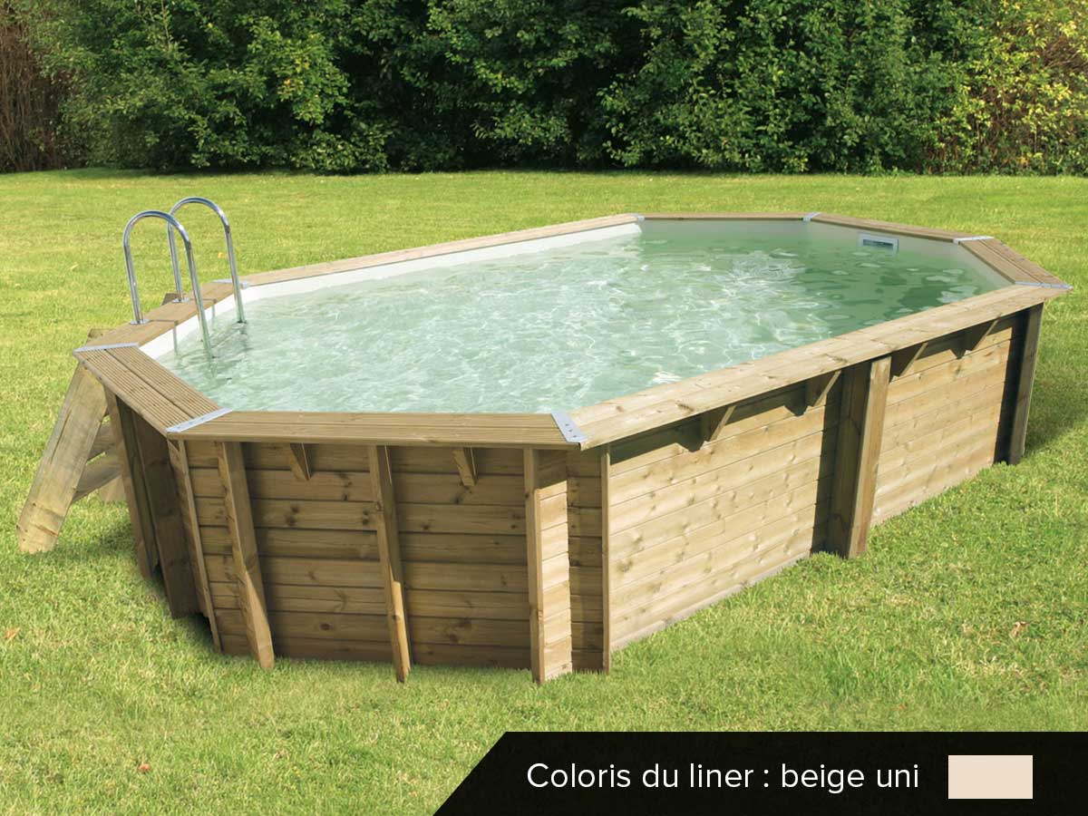 Piscine bois Océa 6,10 x 4,00 x 1,30 m - Liner beige
