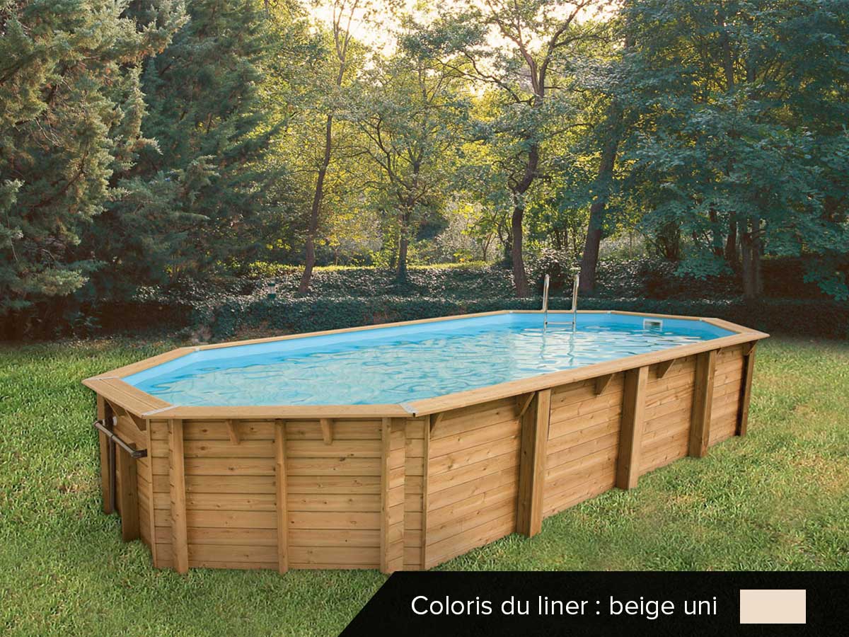 Piscine bois Océa 8,60 x 4,70 x 1,30 m - Liner beige