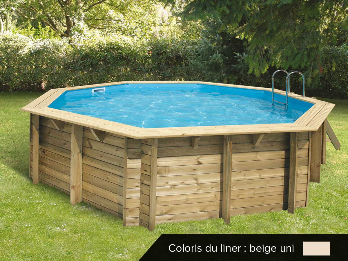 Piscine bois Océa 5,10 x 1,20 m - Liner beige