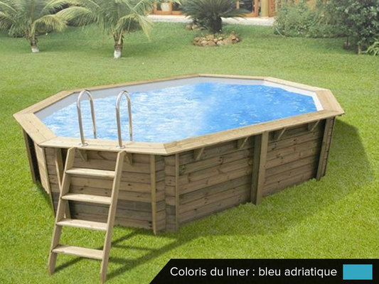 Piscine bois Sunwater 3,00 x 4,90 x 1,20 m - Liner bleu