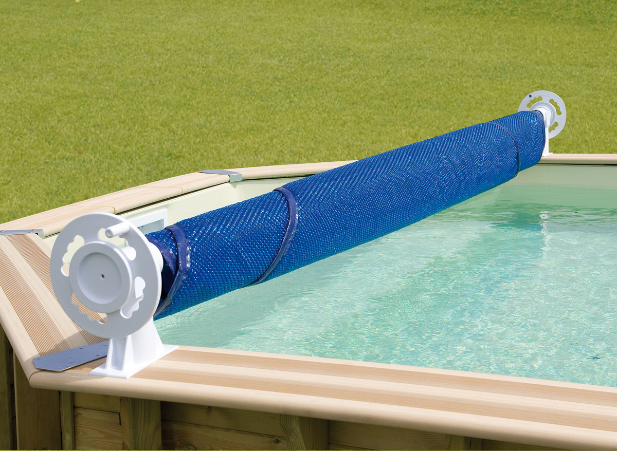 Enrouleur de bâche Luxe pour piscine hors-sol bois
