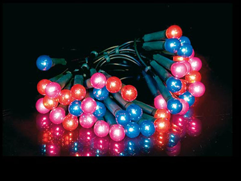 Guirlande Noël intérieur 50 perles Fixe Rouge Bleu Violet