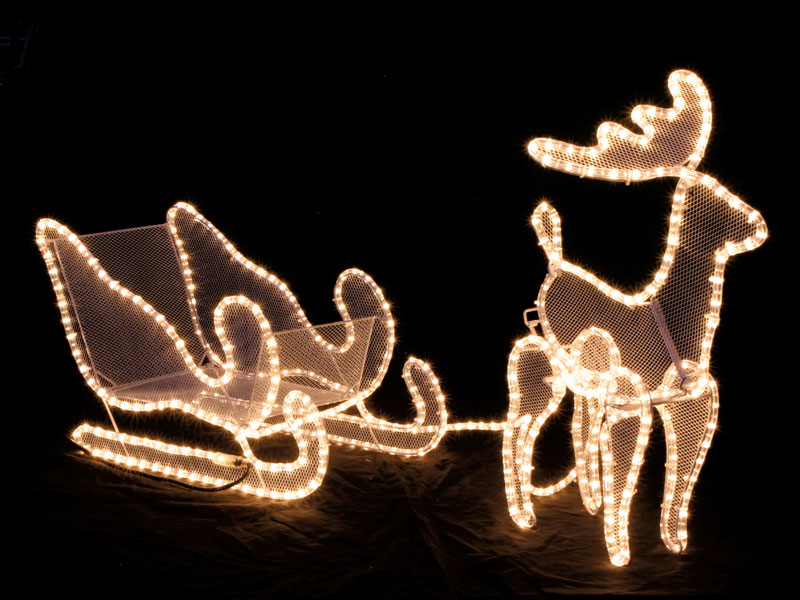 Décoration de Noël Renne + Traineau Blanc