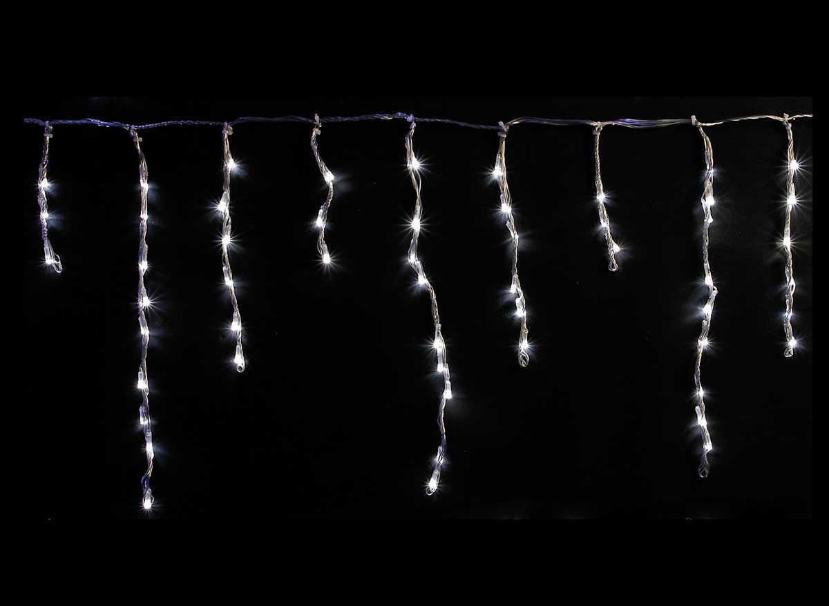 Guirlande de Noël rideau effet neige 480 LED - 7,90 m Blanc