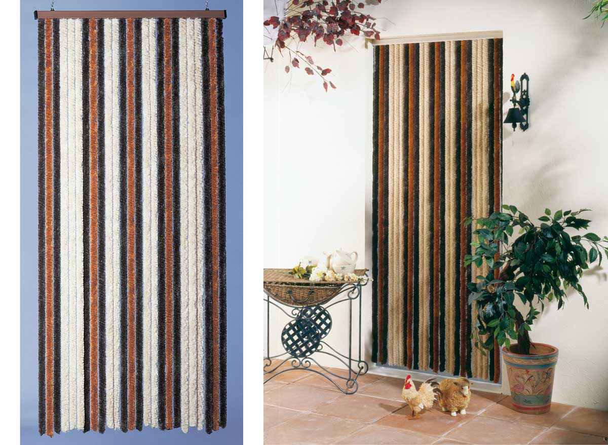 Rideau de porte chenille Florence Beige Bronze Brun - 120 x 220 cm
