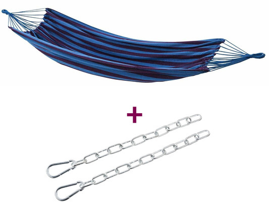Kit hamac Fremont 200 x 150 cm - Toile bleue + Kit chaîne