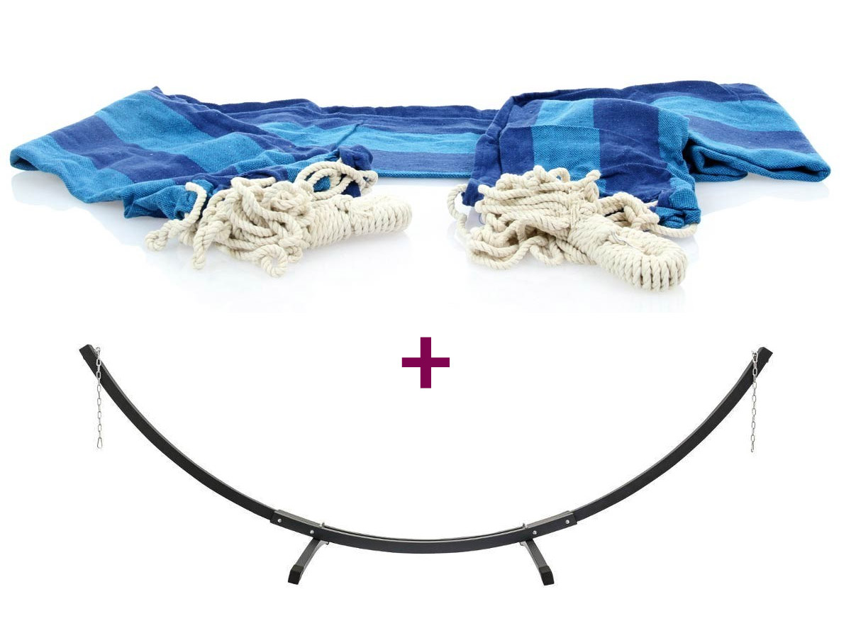 Kit hamac Yaqui 200 x 80 cm - Toile bleue + Support