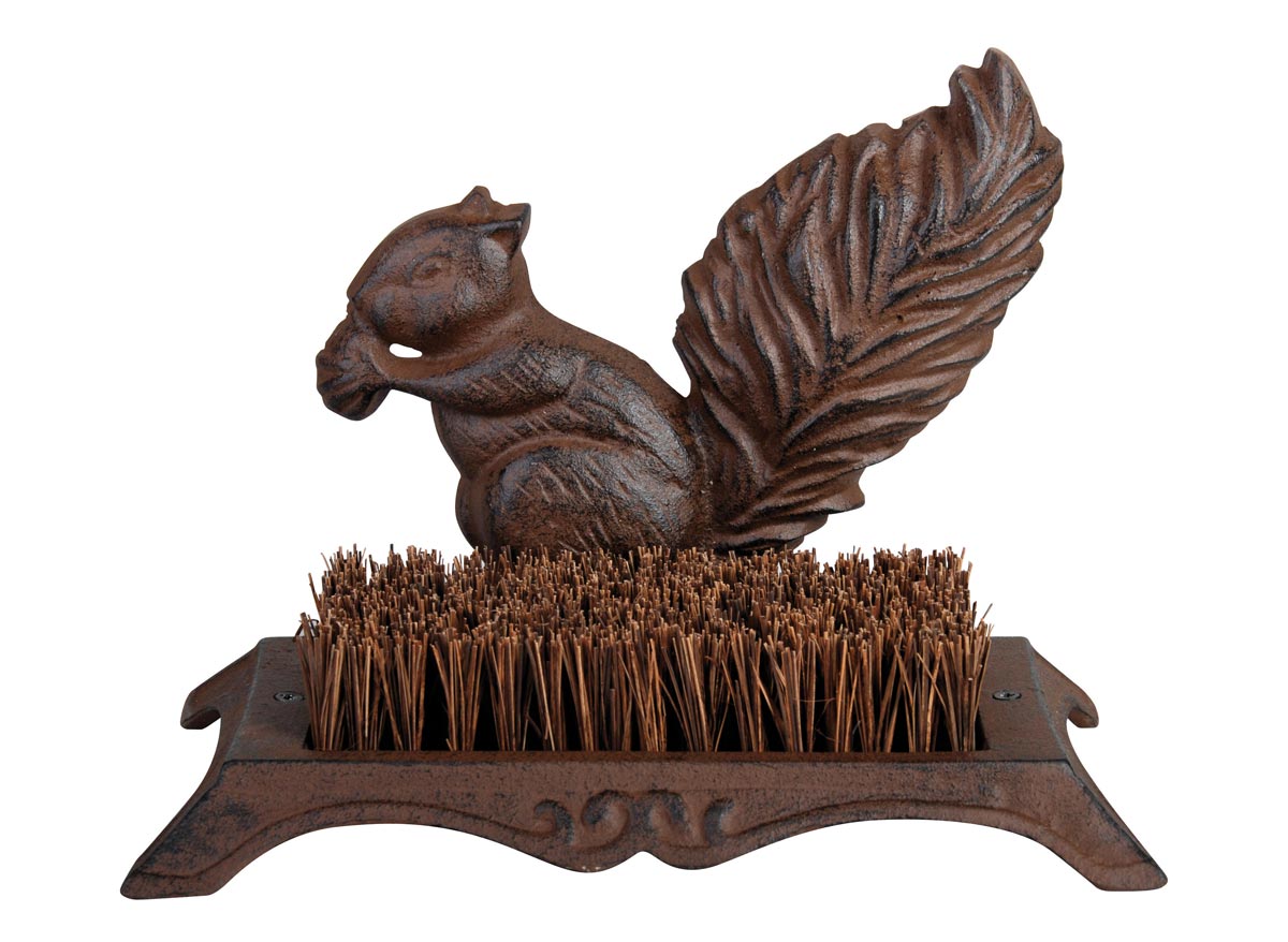 Brosse pieds décoration écureuil fonte