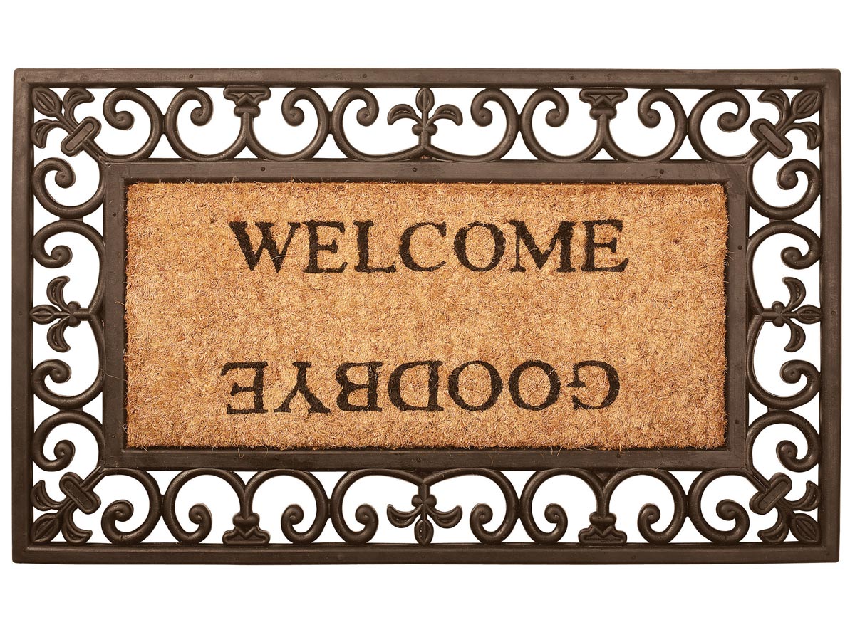 Paillasson tapis Welcome Goodbye caoutchouc coco - 76 x 45 cm